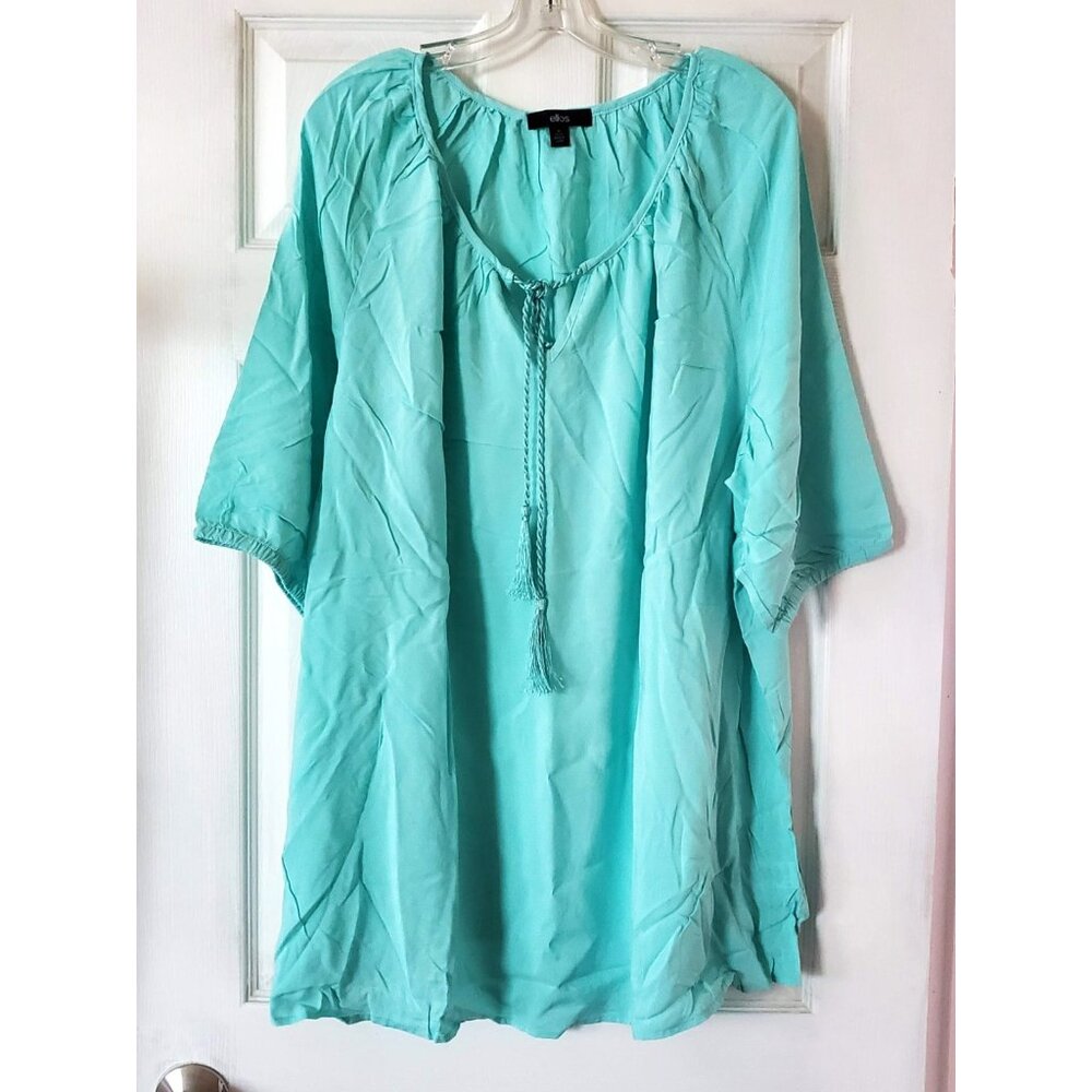 ELLOS OVERSIZED SHORT SLEEVE TUNIC SHIRT BABY BLUE SIZE 1X NWOT